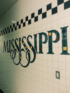 Rest stop bathroom art in Mississippi