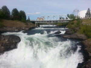 Rushing water by old powerplant, Spokane, WA, cross country road trip