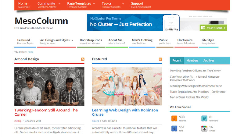 MesoColumn free wordpress magazine theme