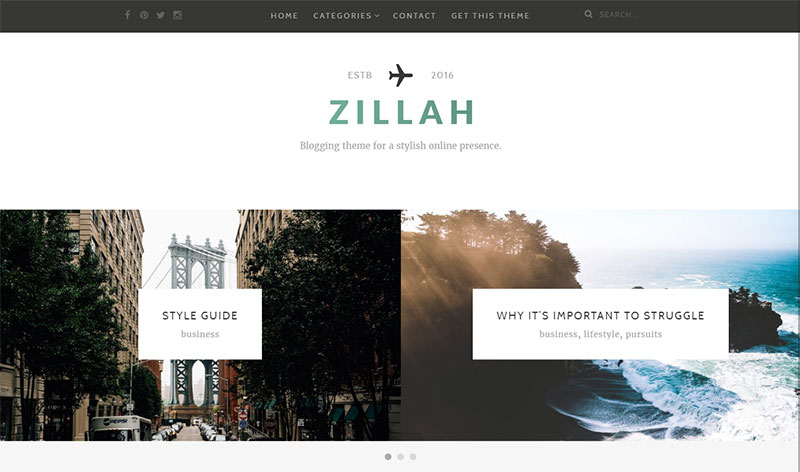 Zillah free wordpress blog theme